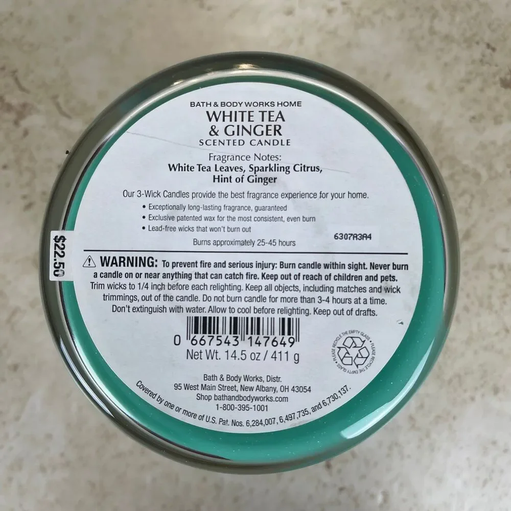 Bath & Body Works | White Tea & Ginger 3-Wick Candle - Picture 3 of 5